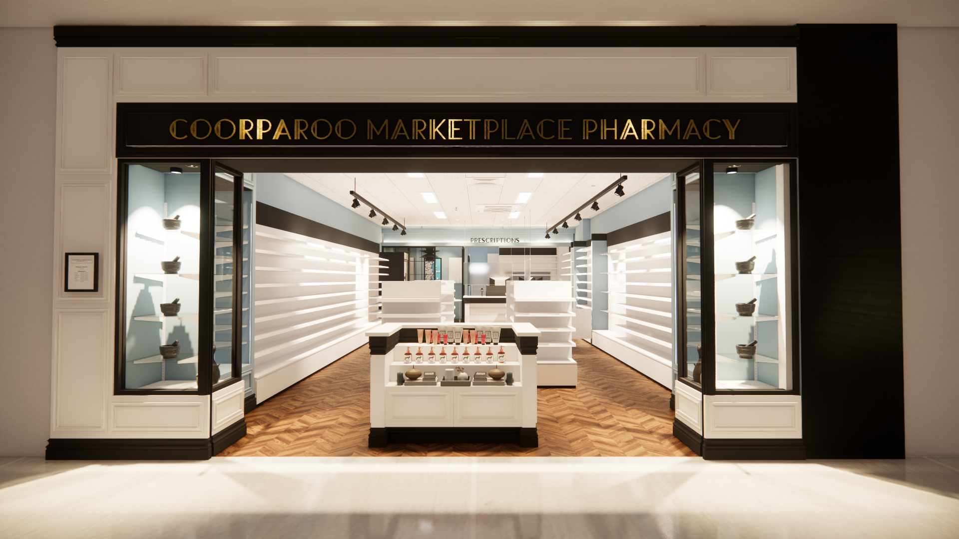 Coorparoo Marketplace Pharmacy — boutique independent Coorparoo pharmacy with gold art deco design, Shop 9B Coorparoo Marketplace